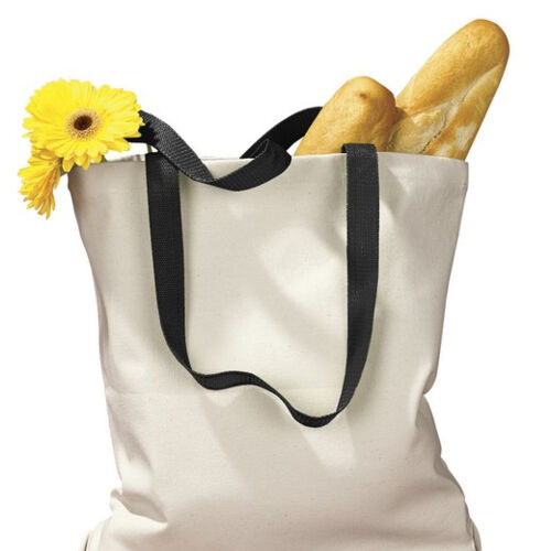 Canvas Tote with Contrasting Handles Thumbnail