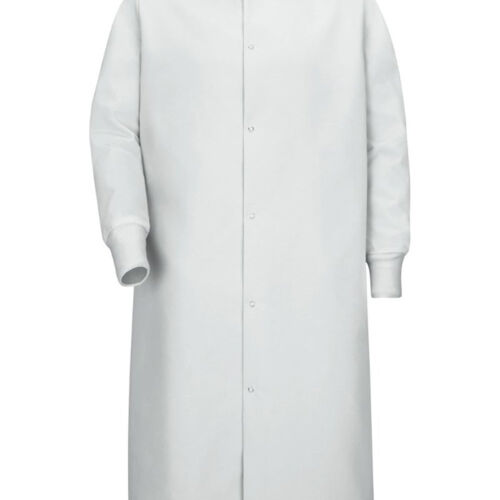 Unisex Gripper-Front Pocketless Butcher Coat With Knit Cuffs Thumbnail