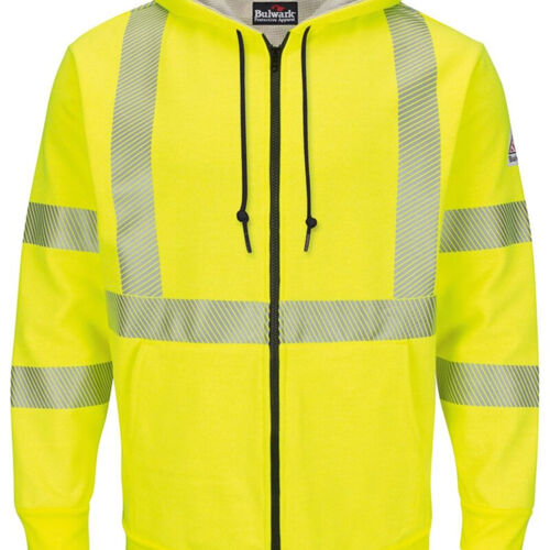 Hi-Visibility Zip-Front Hooded Fleece Sweatshirt with Waffle Lining - Tall Sizes Thumbnail