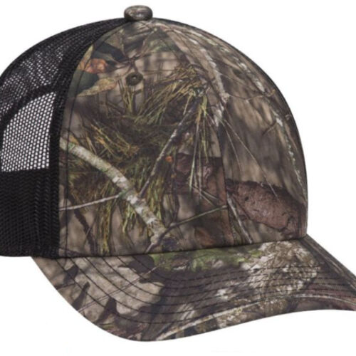 Mossy Oak Camouflage Superior Polyester Twill Six Panel Low Profile Mesh Back Baseball Cap Thumbnail